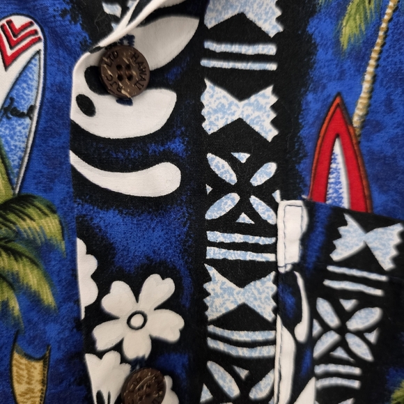 Blue and White Casual Button Down Shirt with Floral Design Boy Size 14 - Picture 5 of 10